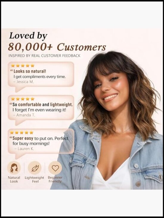 Shoulder Length Wavy Bob Wig with Bangs for Women Synthetic Hair Heat Resistant main image 4